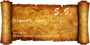 Simonfi Igor névjegykártya