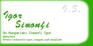 igor simonfi business card